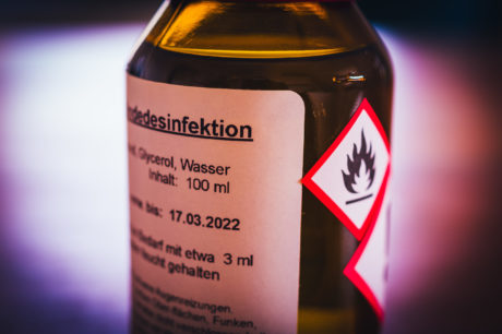 Desinfektionsmitteletiketten