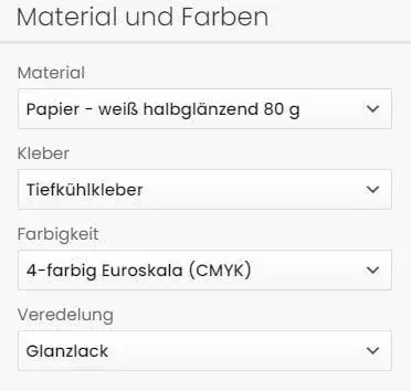 Papier mit Tiefkühlkleber