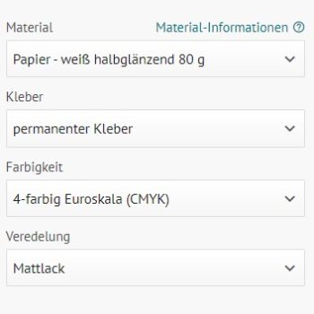 Materialvorschlag zum Honigglas-Etiketten kalkulieren