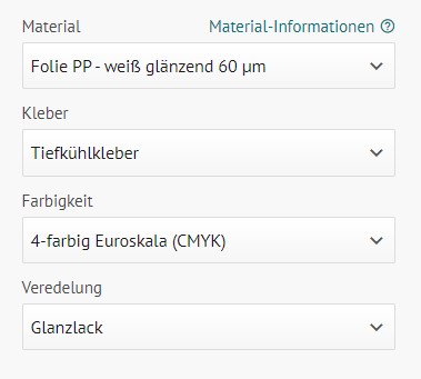 Auswahl-Preview: Tiefkühl-Aufkleber aus Folie