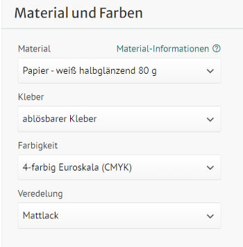 Screenshot Kalkulator für Chemieetikett aus Papier