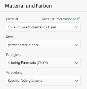 Konfigurator-Vorschau: Beispiel Industrie-Etikett aus Folie