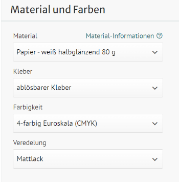 Konfigurator-Vorschau: Beispiel Papier-Etikett für Industrie-Zwecke